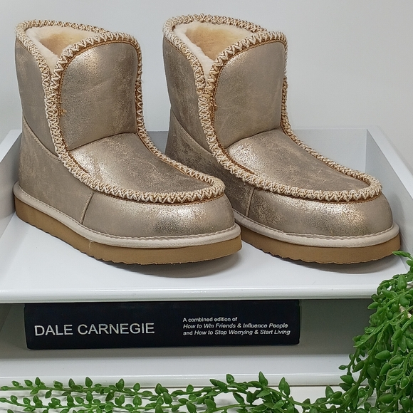 Crown Vintage Shoes - Metallic Gold Ankle Boots